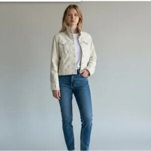Foxy Jeans - Cream Cord Funnel Neck Crop Jacket